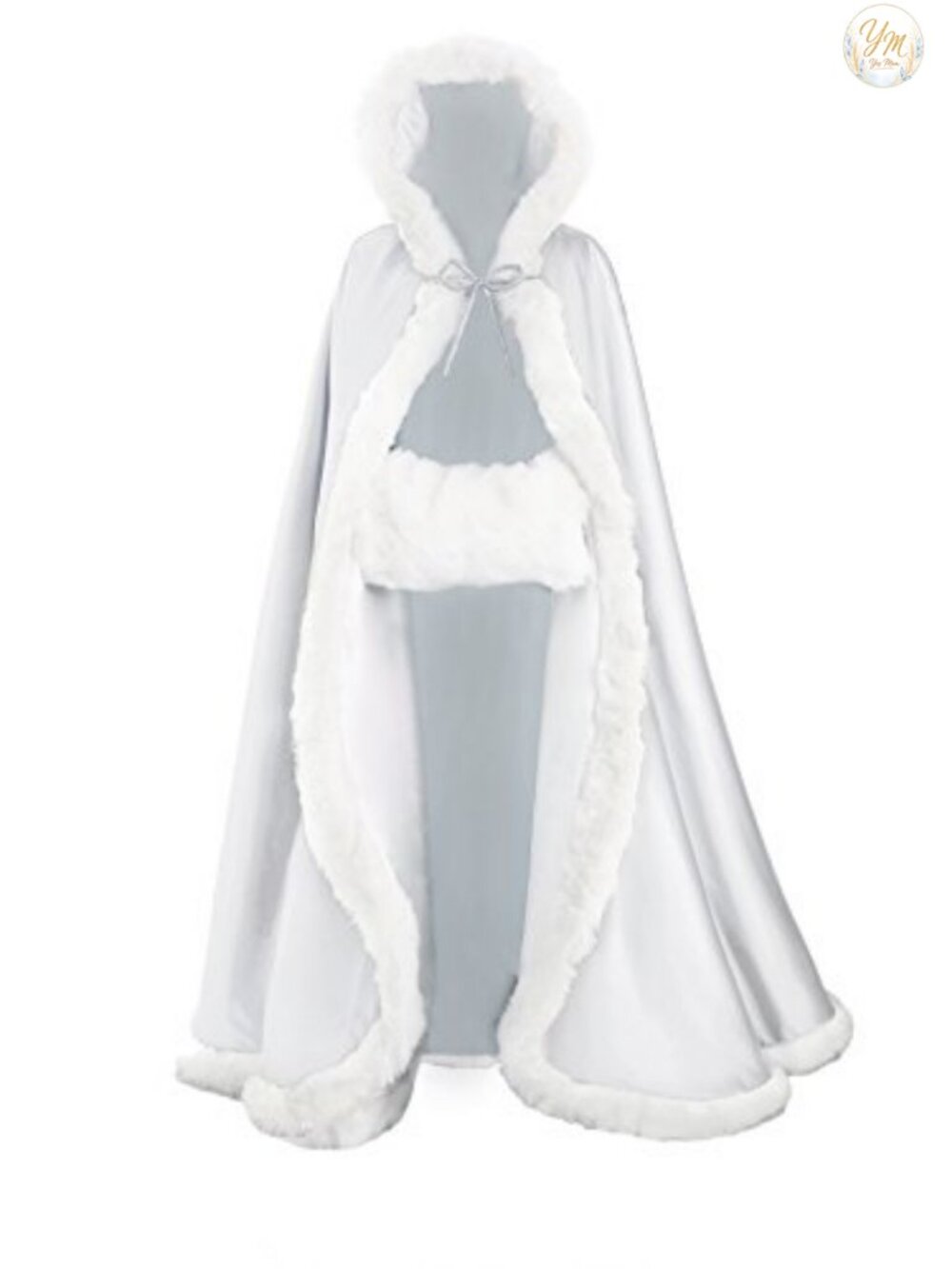 Reversible Hooded Wedding Cape with Fur Trim & Free Hand Muff